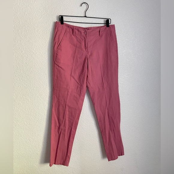 Ann Taylor LOFT Linen Blend Lightweight Taper Leg Pants 4 Coral - Picture 1 of 7